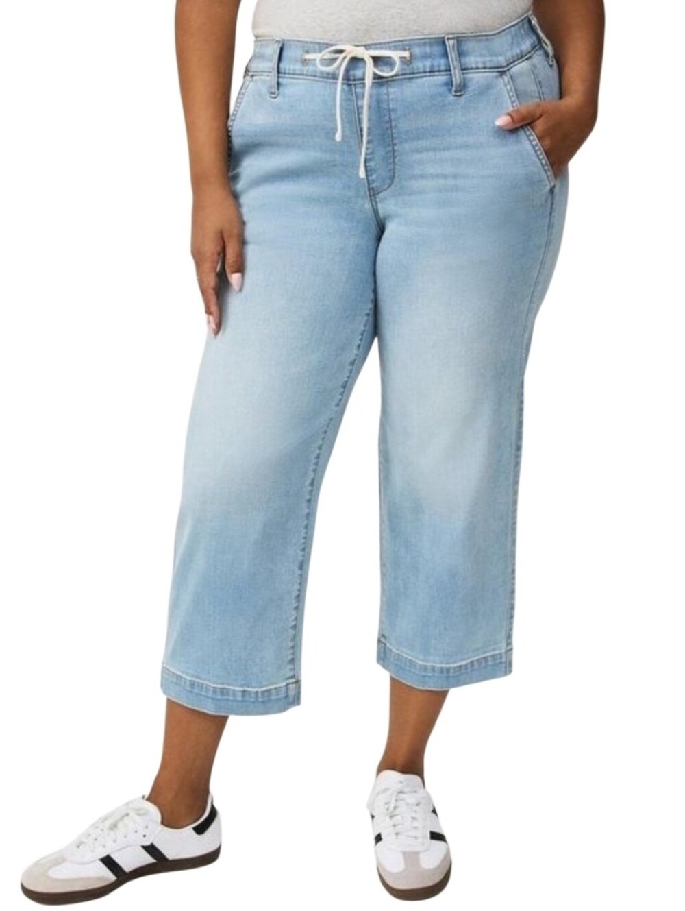 Torrid Crop Weekend Mid-rise Wide Leg Jean Super Soft Pull On 00 Large 10 NWT
